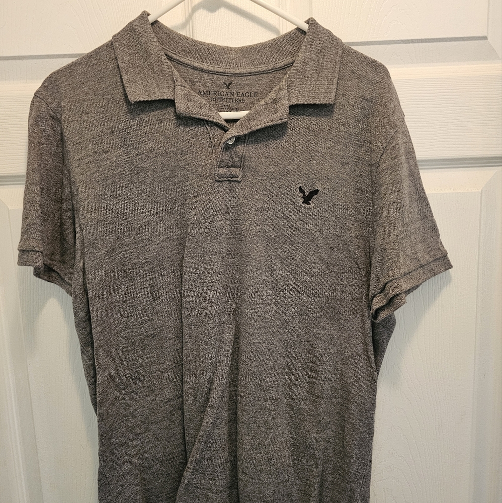American Eagle Outfitters Men's Gray Polo Shirt